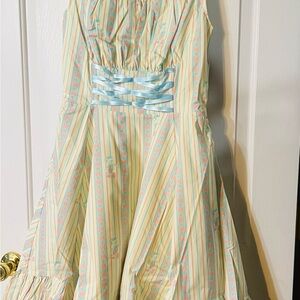 Disney Pastel Striped Dress with Blue Accents
